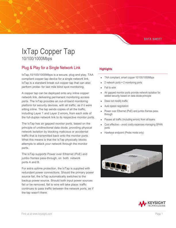 IxTap Copper Tap | Keysight